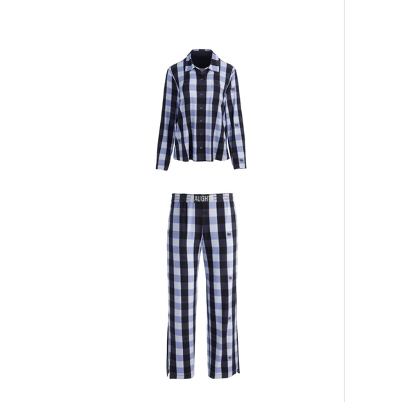 ALICE + OLIVIA Big Feelings Nico Long Sleve PJ Set. Blue/Black. Size M - Picture 4 of 12